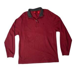 IZOD 1/4 Zip Pullover Mens XL Red Mock Neck Cotton Sweater